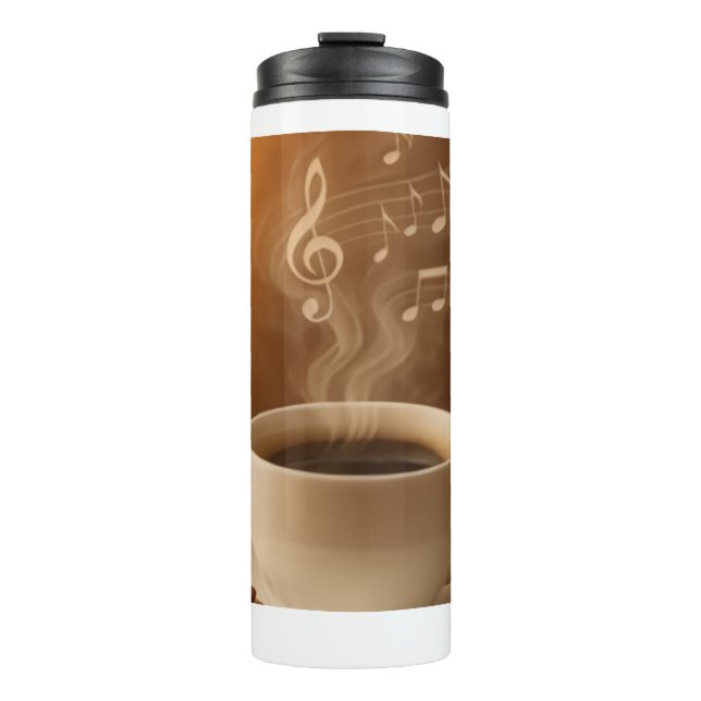 Termo "Melodies in Steam: Musical Coffee Cup Art Mug" (Anverso)