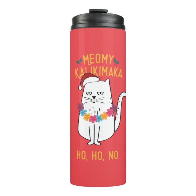 Termo Meowy Kalikimaka Funny Cat Santa Hat Navidades (Anverso)