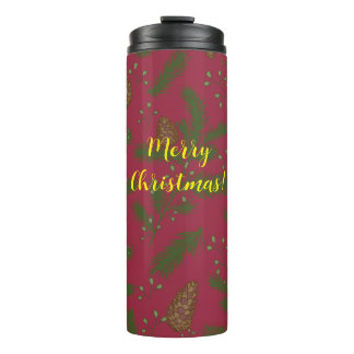 Termo Merry Christmas Pinecones & Sprigs Thermal Tumbler