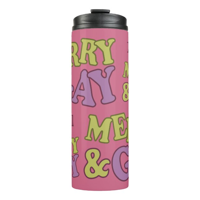 Termo Merry & Gay nombre personalizado tumbler (Anverso)