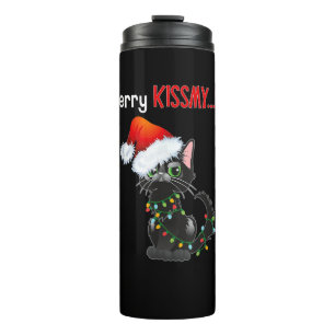 Termo Merry Kissmy... Navidades de gato negro iluminan u