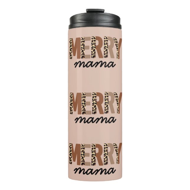 Termo "Merry Mama" Bloque de color moderno Leopard Boho (Anverso)