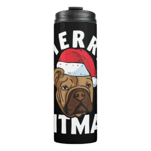 Termo Merry Pitmas Pitbull Perro Navidades feos Sweater 