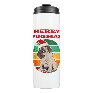 Termo Merry Pugmas, Funny Pug, Perro Navidad, Navidades