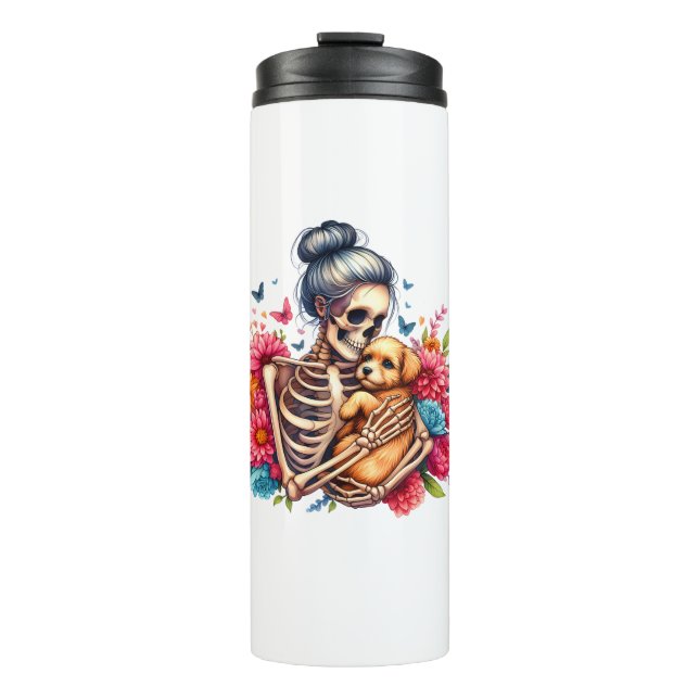 Termo Messy Bun Skeleton Cute cachorro Perros Amantes de (Anverso)