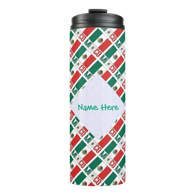 Termo México Bandera mexicana enlosada verde personaliza (Anverso)