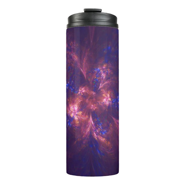 Termo Mezcla De Flores Abstractas, Luces Púrpura Y Azul (Anverso)