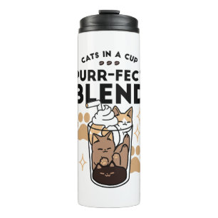 Termo Mezcla perfecta: arte de gato y café para amantes