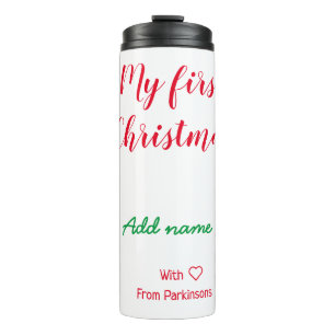 Termo Mi primera Navidad añadir nombre de familia con am