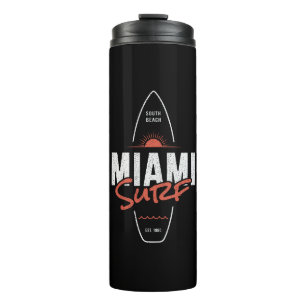 Termo Miami Surf – Diseño de tabla de surf vintage con p