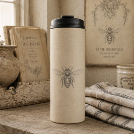 Termo Miel beige abeja francés campo vintage rústico