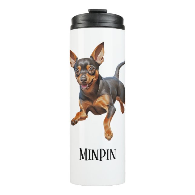 Termo Min pin pinscher miniatura cachorro de perro feliz (Anverso)