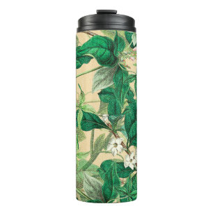 Termo Mini flores blancas con patrón de hojas