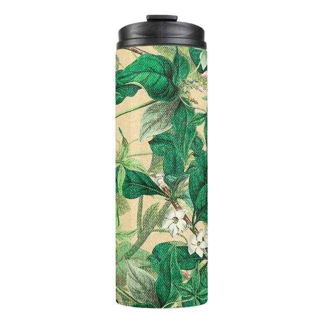 Termo Mini flores blancas con patrón de hojas (Anverso)