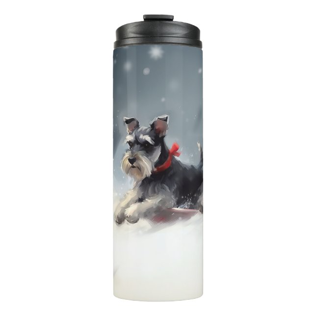 Termo Miniature Schnauzer Navidad nieve invierno (Anverso)