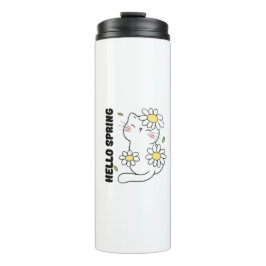 Termo Minimalist Aesthetic Hello Spring Cat & Daisy 