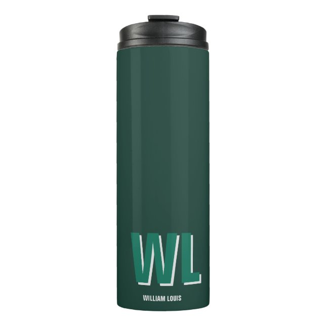 Termo Minimalist Emerald Green Personalized Monogram  (Anverso)