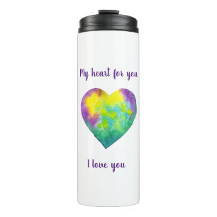 Termo Minimalista me encanta el corazón de la acuarela a