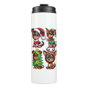Termo Minimiza Pinscher Árbol de Navidad Santa Elf Costu
