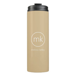 Termo Mínimo Monograma Beige y blanco neutro inicial
