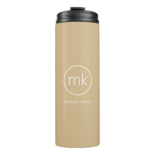 Termo Mínimo Monograma Beige y blanco neutro inicial