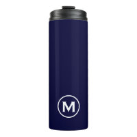 Mínimo Navy White Monograma Mug de viaje