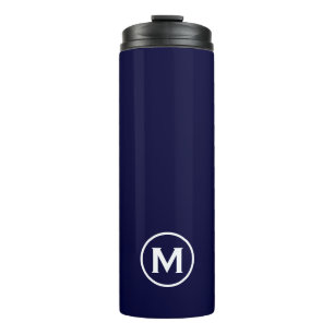 Termo Mínimo Navy White Monograma Mug de viaje