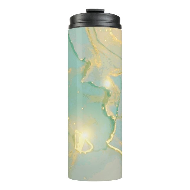 Termo Mint Green Gold Marble: Texturado (Anverso)