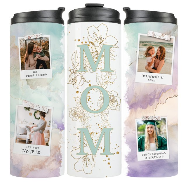 Termo Mint Green Mom Photo Coffee Travel Tumbler Mug (Subido por el creador)
