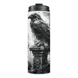 Termo Mirada Abisal Cráneo de Cuervo de Metal Pesado
