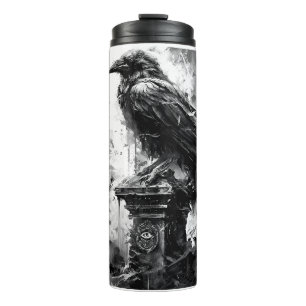 Termo Mirada Abisal Cráneo de Cuervo de Metal Pesado