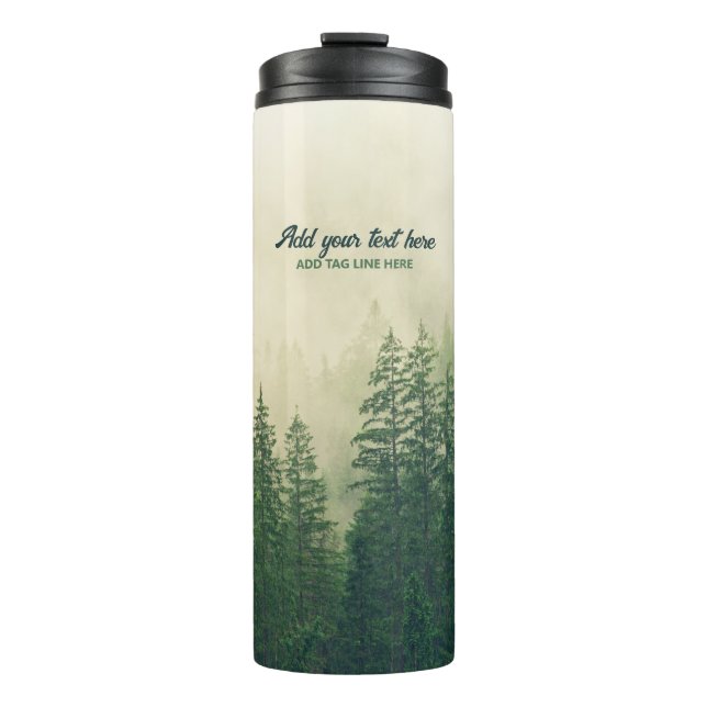 Termo Misty Pine Forest Trees Personalizado Keepsake (Anverso)