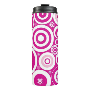 Termo Mod Círculos Retro Concéntricos Rosa y Blanco