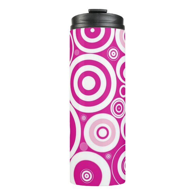 Termo Mod Círculos Retro Concéntricos Rosa y Blanco (Anverso)