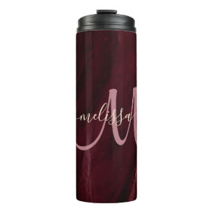 Termo Moda Borgoña Purpurina de oro Agate Personalizado