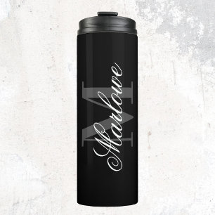 Termo Moda caligrafía en monograma gris negro