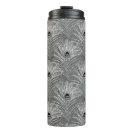 Termo Moda de pavo real elegante purpurina gris plateado