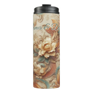 Termo Moda, elegancia Cremas y textura floral de cuero