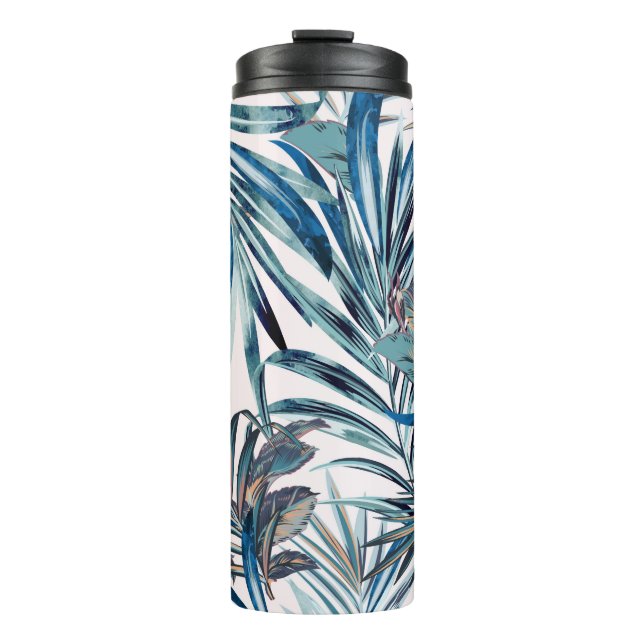 Termo Moda floral patrón de cosecha tropical con palma  (Anverso)