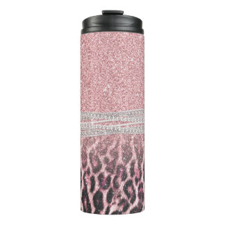 Termo Moda Girly Pink Leopard Purpurina de impresión ani