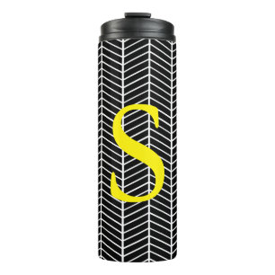 Termo Moda Herringbone Negro Chevron Zig Zag Monograma
