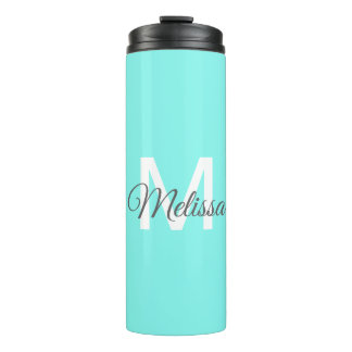 Termo moda moderada monograma minimalista turquesa agua 