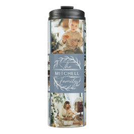 Termo Moda moderna azul turbio monogramado y Collage de 