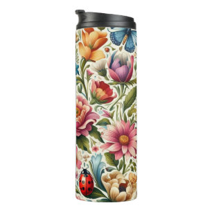 Termo Moda nombre personalizado flores, mariposas, marip