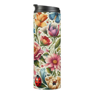 Termo Moda nombre personalizado flores, mariposas, marip