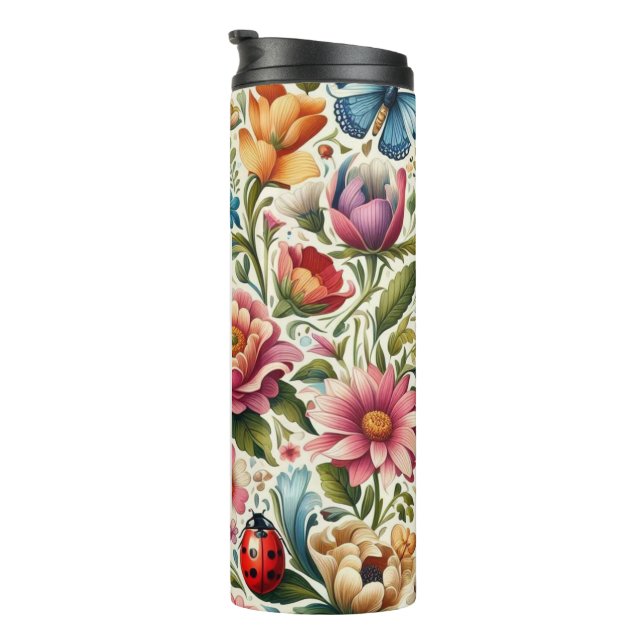 Termo Moda nombre personalizado flores, mariposas, marip (Rotado hacia la derecha)