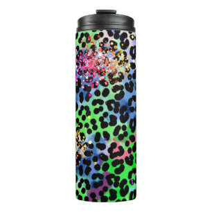 Termo *~* Moda QR Purpurina arcoiris Lugares de leopardo