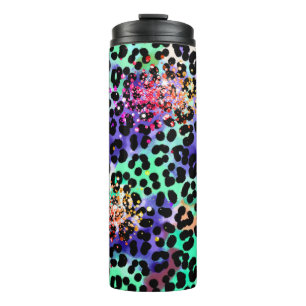 Termo *~* Moda QR Purpurina arcoiris puntos de leopardo 
