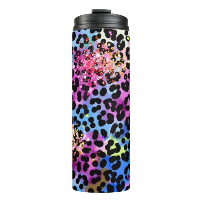 Termo *~* Moda QR Purpurina de Leopardo Animal Spots Blu (Anverso)