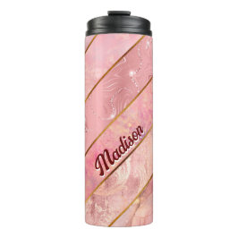 Termo Moda rosa oro giratorio elegante geométrico